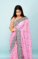 Trendy Dot Printed Soft Silk Pink Saree